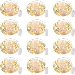 12 Pack LED Fairy Lights, 7ft 20LED, Battery‎ Operated Silver Wire String Lights